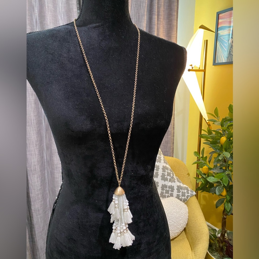 NWOT White tassel necklace. Brand unknown.